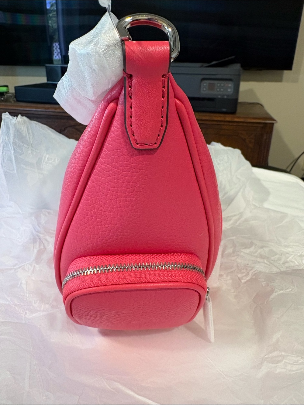 NWT Michael Kors Merritt Shoulder/Crossbody Sling Bag in Hibiscus Leather - Picture 5 of 9